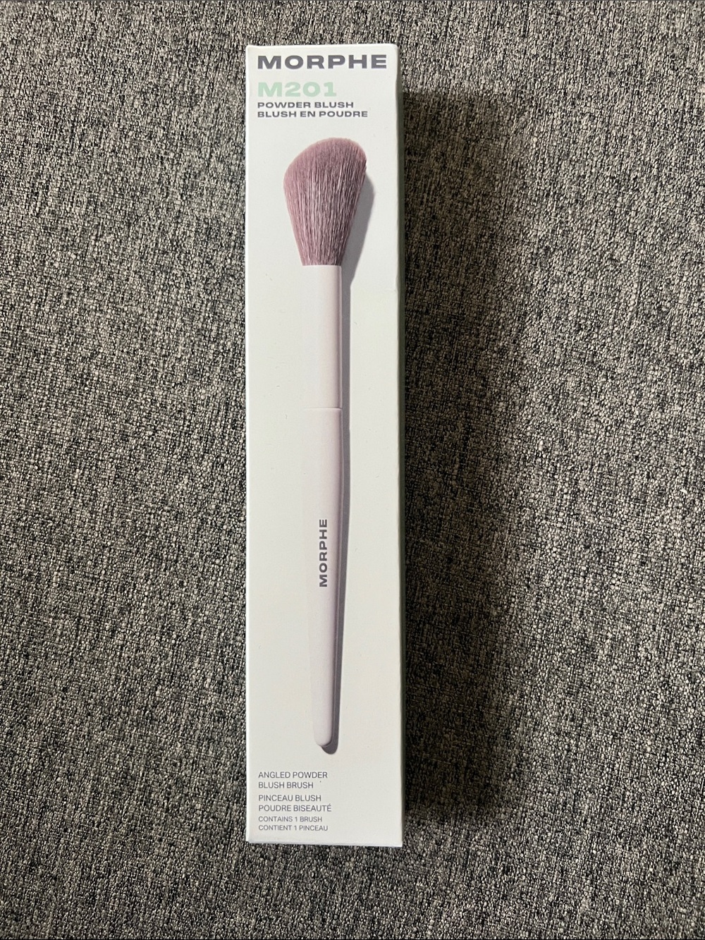 Morphe M201 Powder Blush Brush — Pale Pink Handle with Dusty Pink Bristles